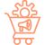 money and cog icons in a shopping cart